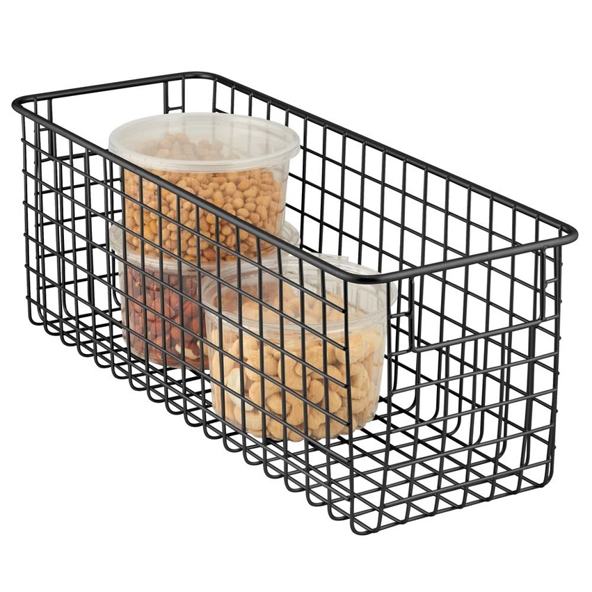 金属丝收纳盒水果篮，带手柄，用于厨柜，厨房，浴室，洗衣房，壁橱，车库